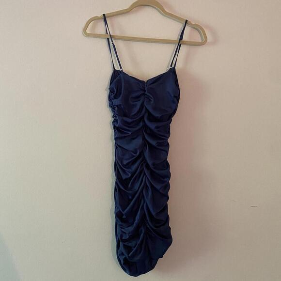 Oh Polly navy ruched mini dress - Picture 5 of 5